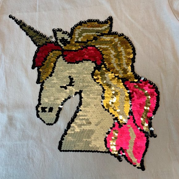 SEED HERITAGE Girls Unicorn T-Shirt 4 4T Flip Sequins Tee Top Girl Pale Pink - Picture 3 of 6